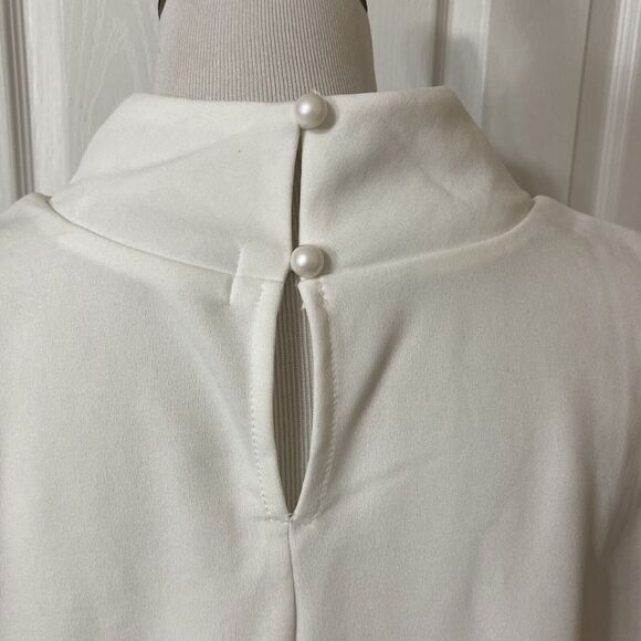 One Eleven North White Shirt Size L High Neck Cap Sleeves - Picture 8 of 10